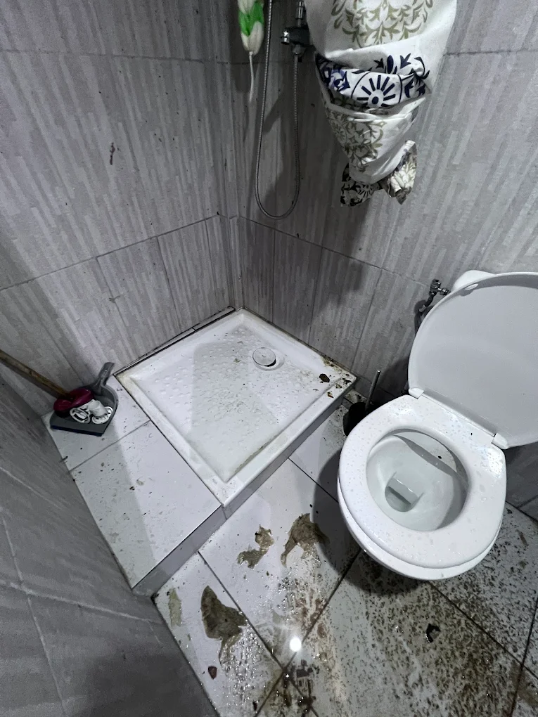 Douche et sol qui refoulent avant intervention